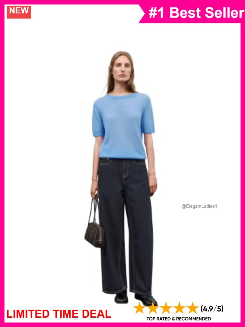 Cashmere Silk Blend Short Sleeve Crewneck Sweater Pullover
